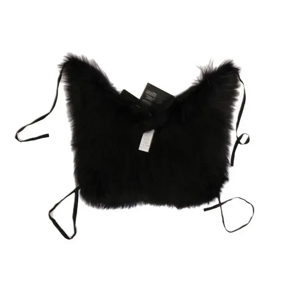 Dolce & Gabbana Elegant Black Silver Fox Fur Scarf - Picture 4 of 6